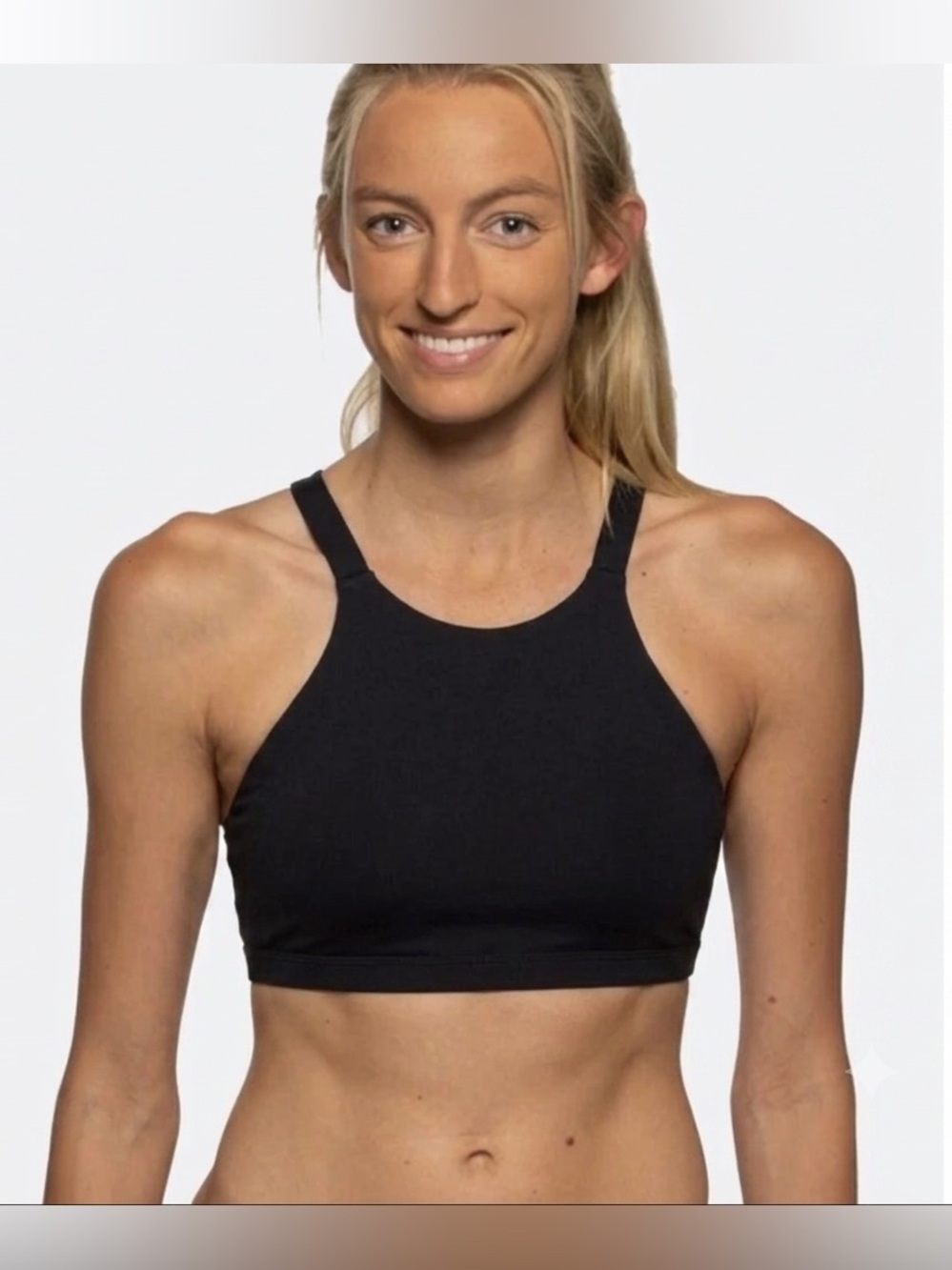 Jolyn Kaylee black Sports Bra Bikini Top Large UPF50+